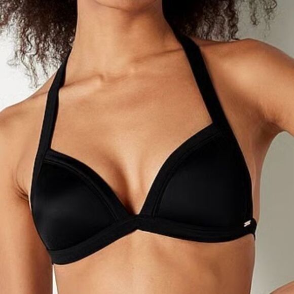 Pink Victoria's Secret Sz XXL Black Push Up Bra Swim Top - Picture 10 of 11